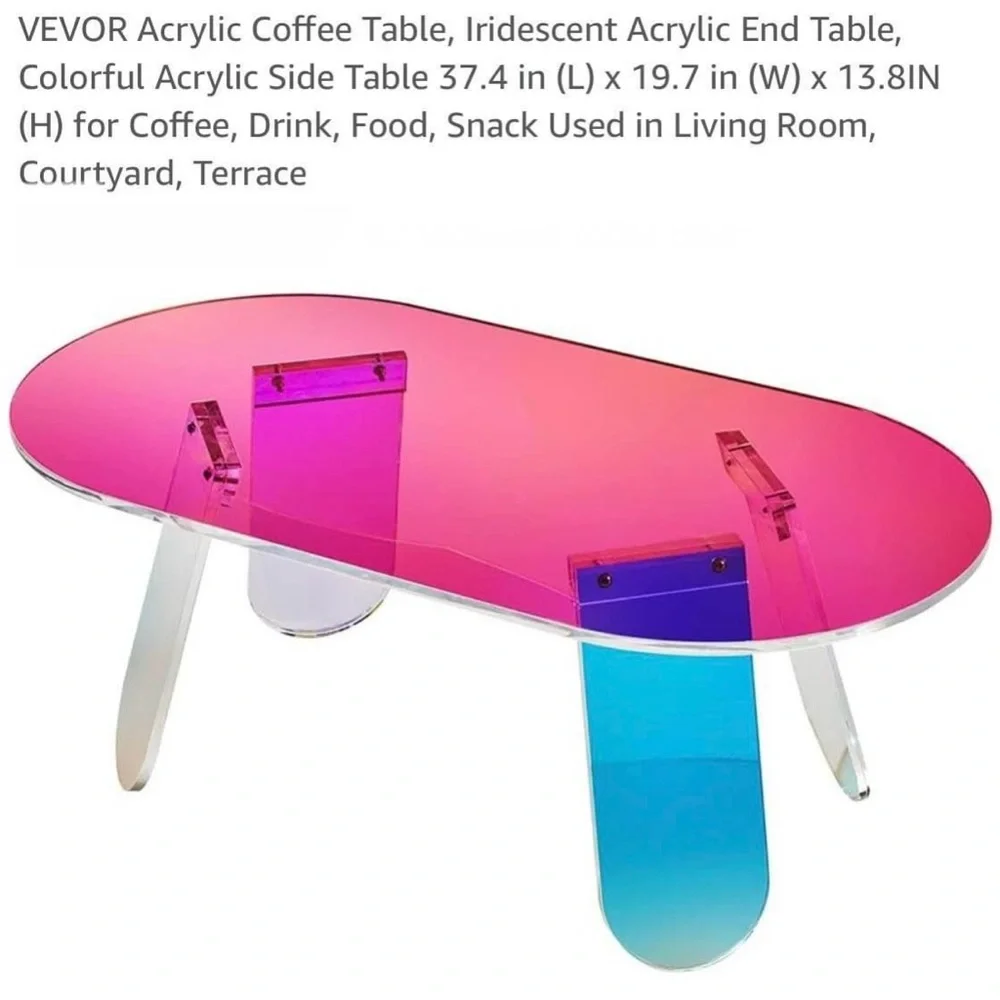 Iridescent Acrylic Coffee Table - Picture 2 of 2